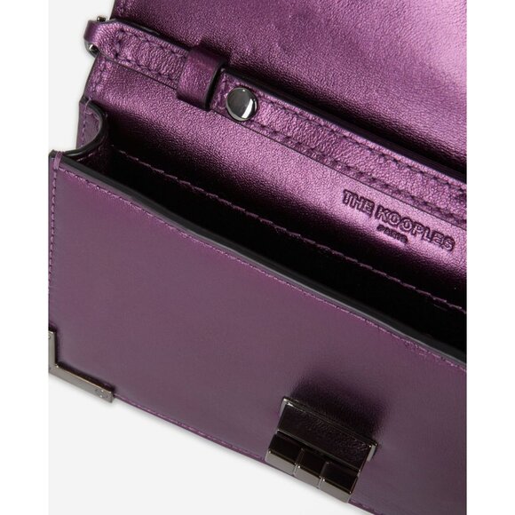 NWT The Kooples Small Emily Purple‎ Leather Clutch Wallet with Chain Strap